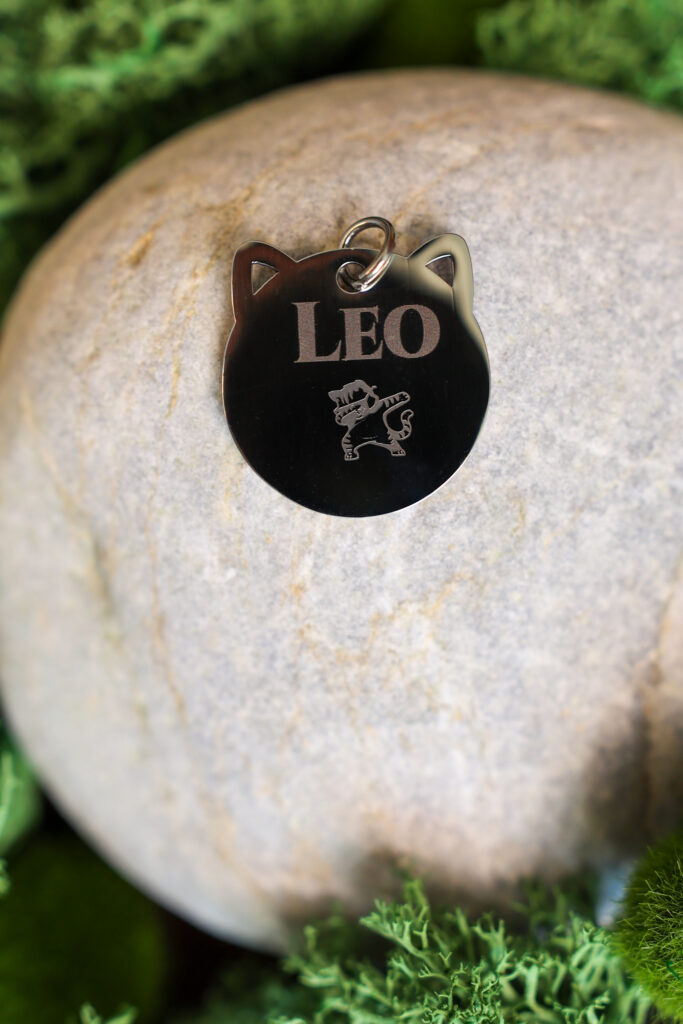 Placa identificativa personalizada con orejas para mascotas